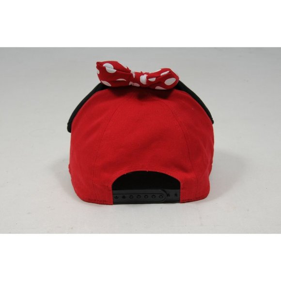 Disney Kid's Red Black Minnie Mouse Bow & Ears Adjustable Baseball Hat Cap - Picture 5 of 11